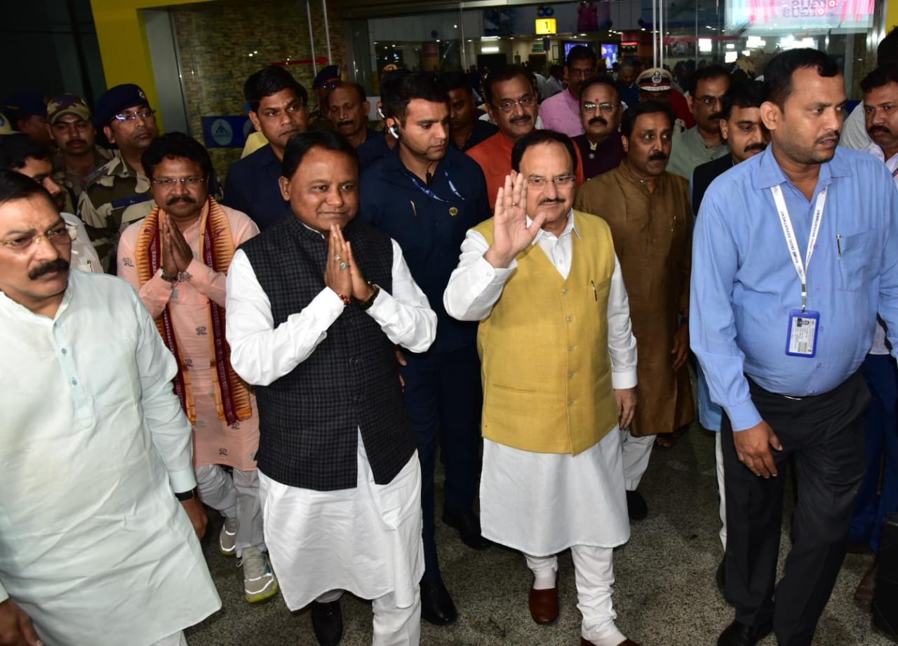 JP Nadda reaches Bhubaneswar