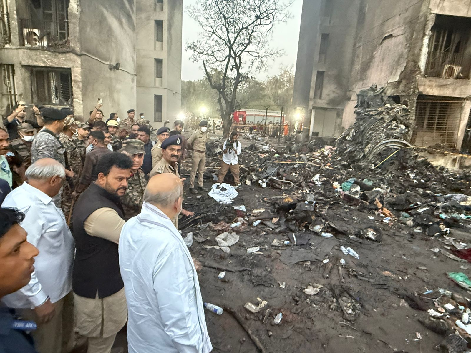 Amit Shah visits Air India plane crash site