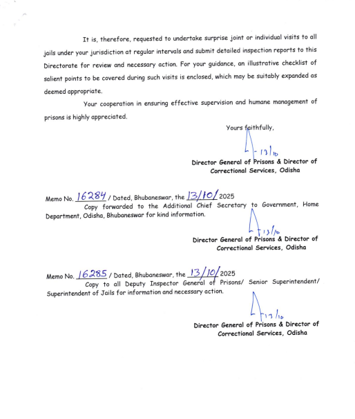 Odisha-District Collectors, SPs directed to conduct surprise visits to jails 