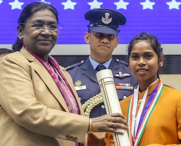 Gajapati Tribal Girl Jyotsna Sabar receives Pradhan Mantri Rashtriya Bal Puraskar