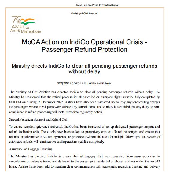 Government directs airline to refund tickets by Sunday 8 PM