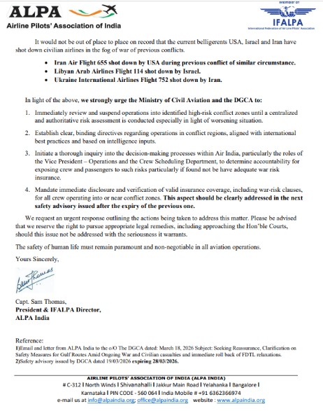 Pilots' federation files complaint against DGCA and Ministry of Civil Aviation