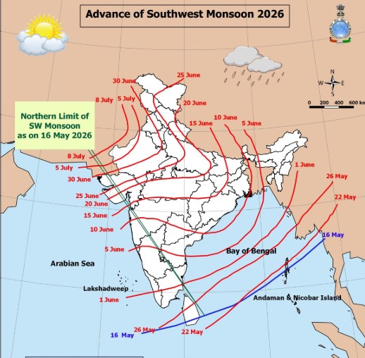 Southwest Monsoon advances, hits Andaman & Nicobar Islands