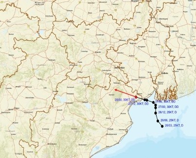 Deep Depression crosses Odisha-WB Coast, Heavy Rainfall likely in Next 24 Hours