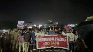 BJD Youth and Students protest against Dharmendra Pradhan