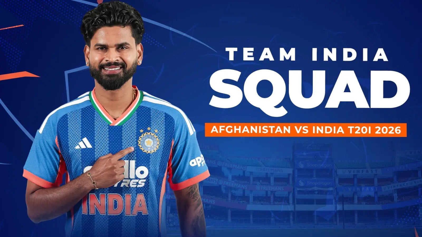 India Announce 15-Member Squad for T20I Series Against Afghanistan