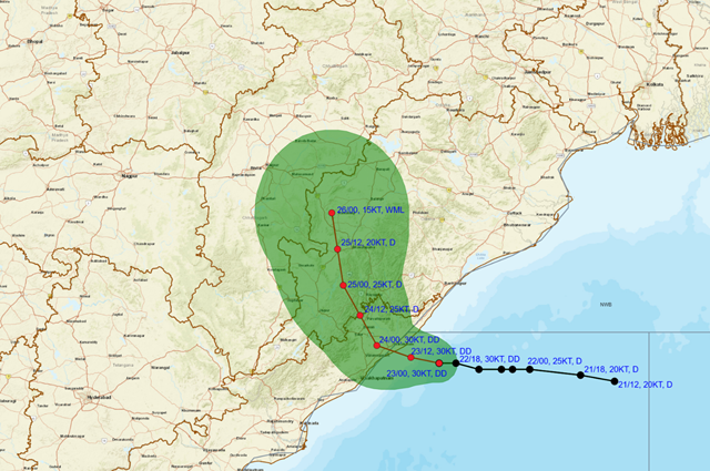 Deep Depression Likely to Cross North Andhra Pradesh–South Odisha Coasts Tonight